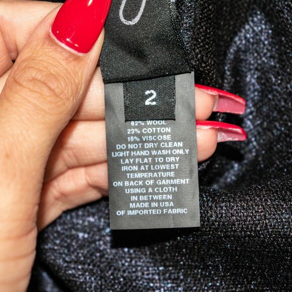 ZERO Maria Cornejo the Bubble Dress Blue Metallic wool Blend Women's Size 2 - Picture 5 of 7